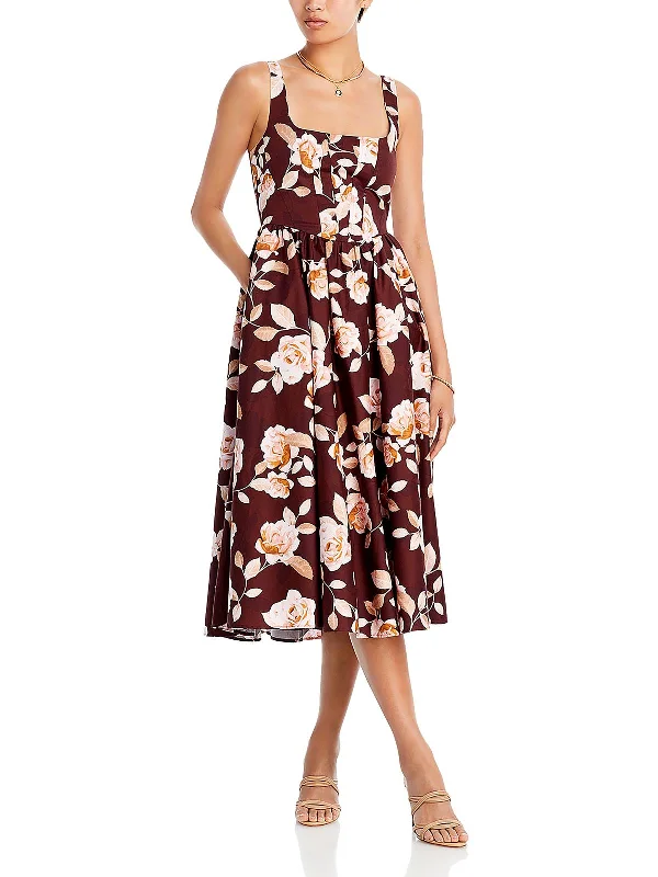 Trend Alert Womens Corset Seamed Floral Maxi Dress