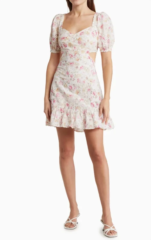 Summer Essentials Dorinne Dress In White Pink Multi Floral