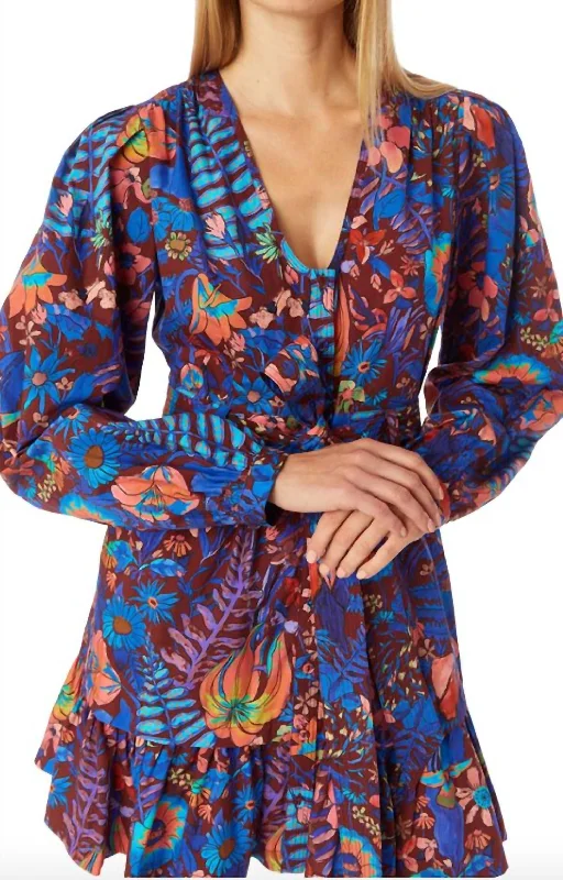 Exclusive Sale Dedra Dress In Peacock Floral