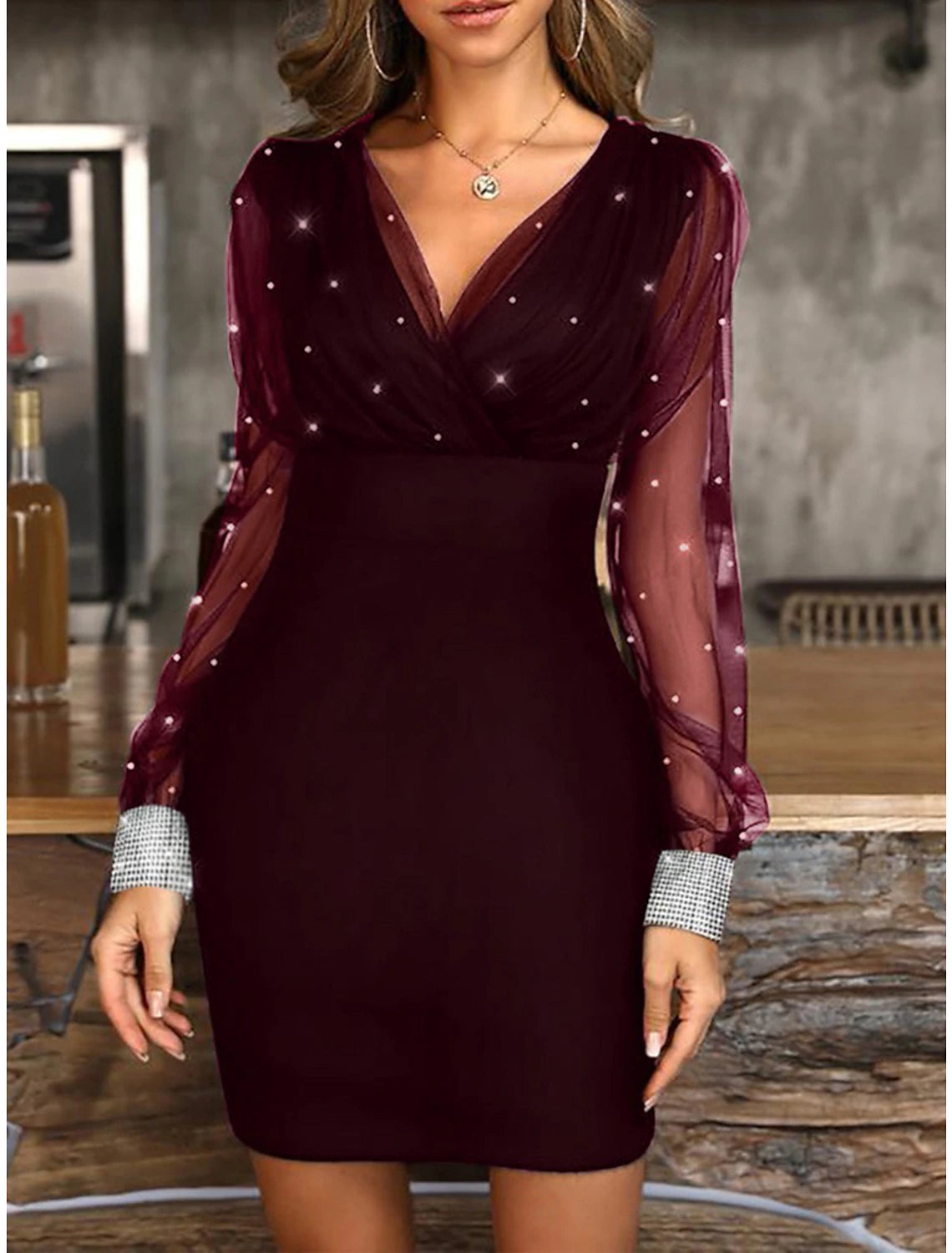 Discounts On Casual Weekend Styles Women‘s Christmas Party Dress Homecoming Dress Cocktail Dress Bodycon Mini Dress Black Wine Blue Long Sleeve Pure Color Ruched Fall Winter Autumn V Neck Fashion Vacation