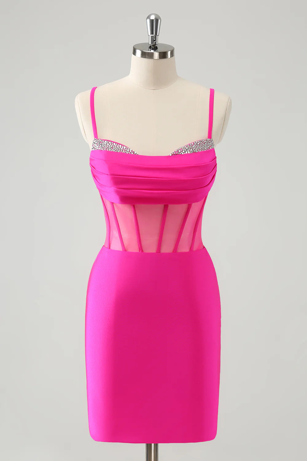 Big Savings On Minimalist Office Styles Amzcw Chic Fuchsia Bodycon Pleated Corset Short Homecoming Dress with Beading