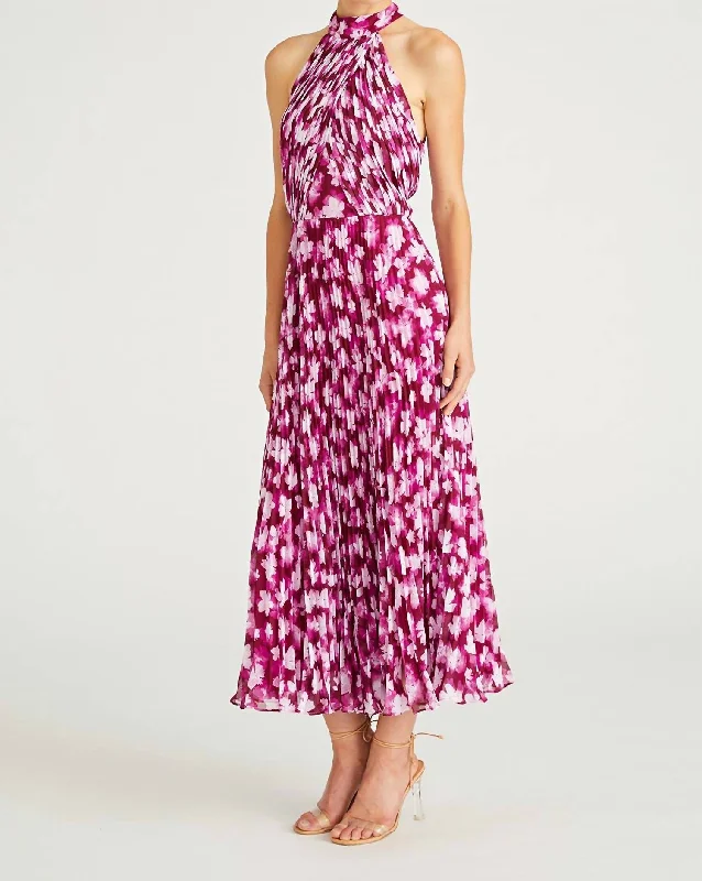 Fashion Deal Lauren Chiffon Midi Dress In Floral Shadow