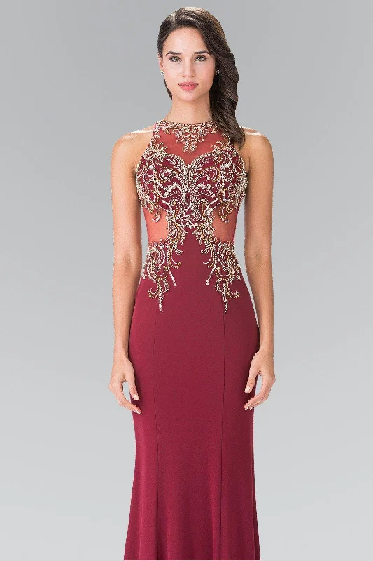 Trend Alert Long Sleeveless Beaded Illusion Dress by Elizabeth K GL2325