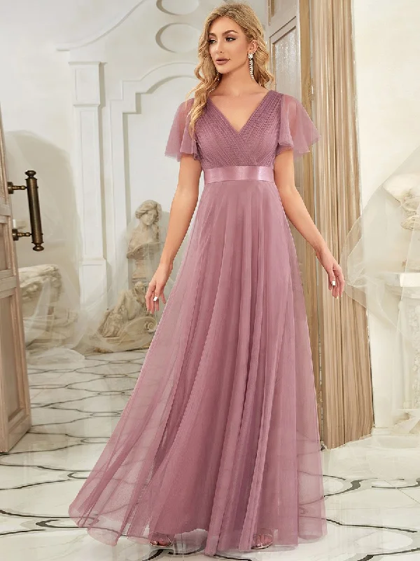 Wardrobe Update Women's Pretty V-Neck A-Line Floor-Length Wholesale Bridesmaid Dresses