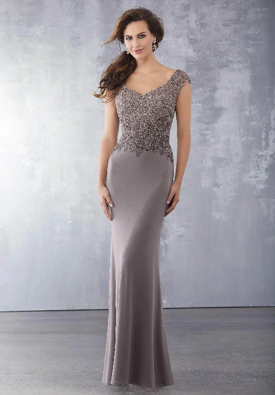 Exclusive Discount MGNY By Mori Lee - Beaded V-Neck Bodycon Evening Dress 71715