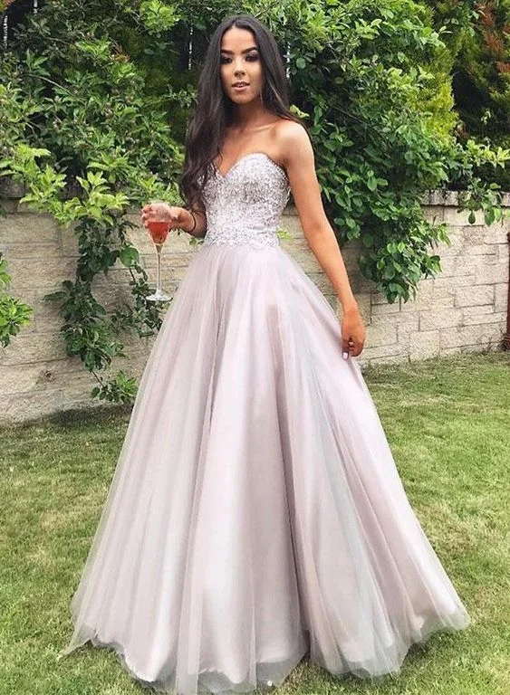 Hot Styles Sweetheart neck Tulle Beading Long Prom Dress, Sexy Evening Gown cg5535