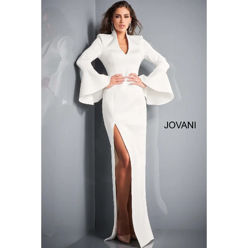 Limited - Time Bundle Jovani 04240 High Slit Bell Sleeve Evening Dress