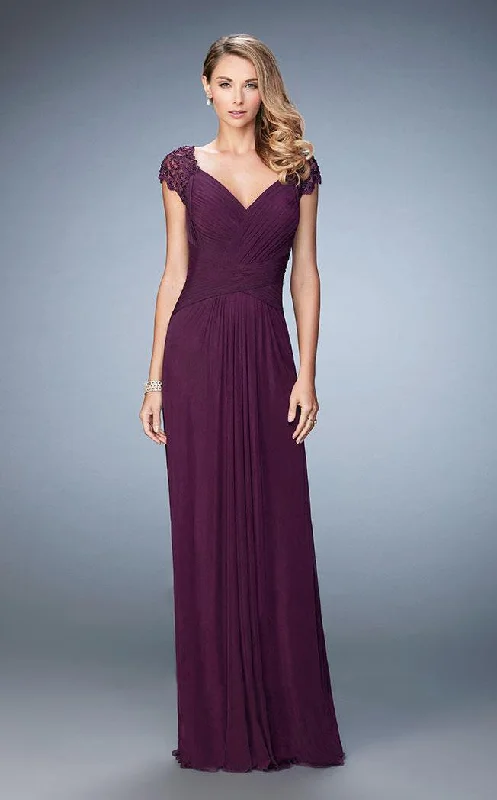 Flash Sale La Femme 23084SC - Lace Cap Sleeve Gown