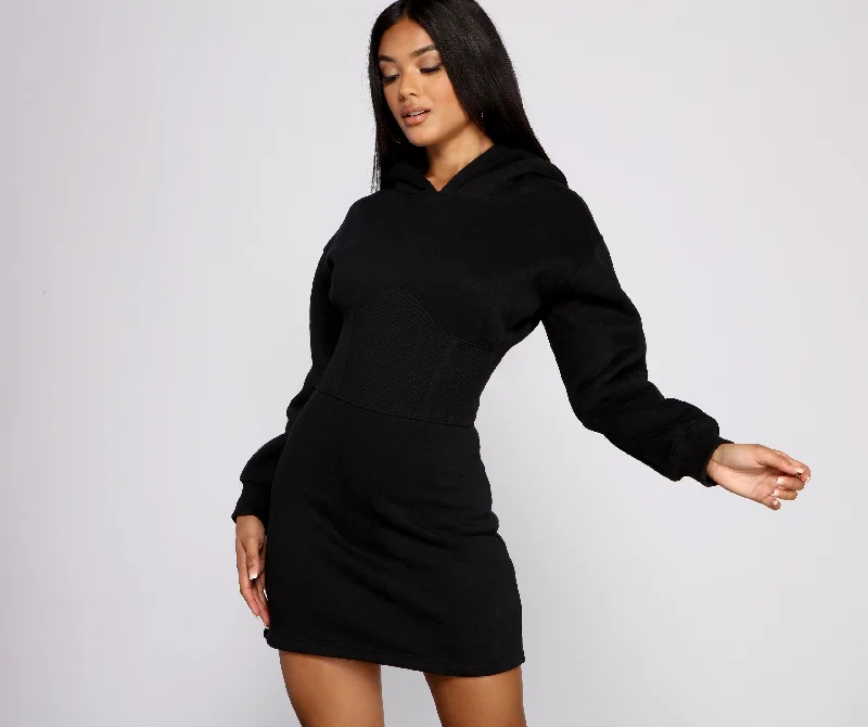 Summer Fashion Keeping Knit Casual Charming Hoodie Mini Dress