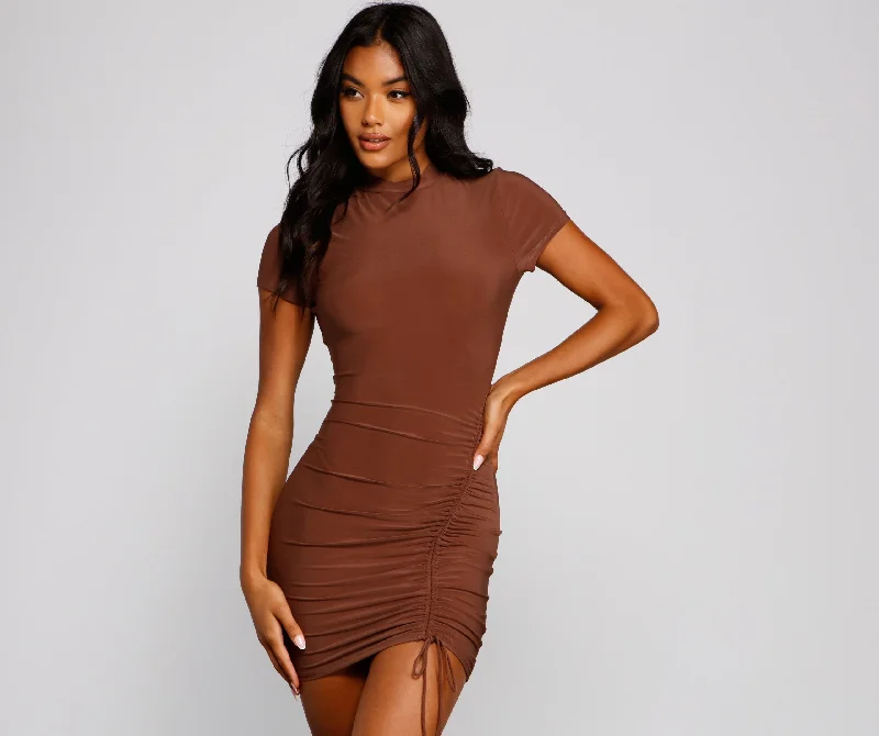 End - Of - Month Blowout Own That Ruched Charming Tie Bodycon Dress