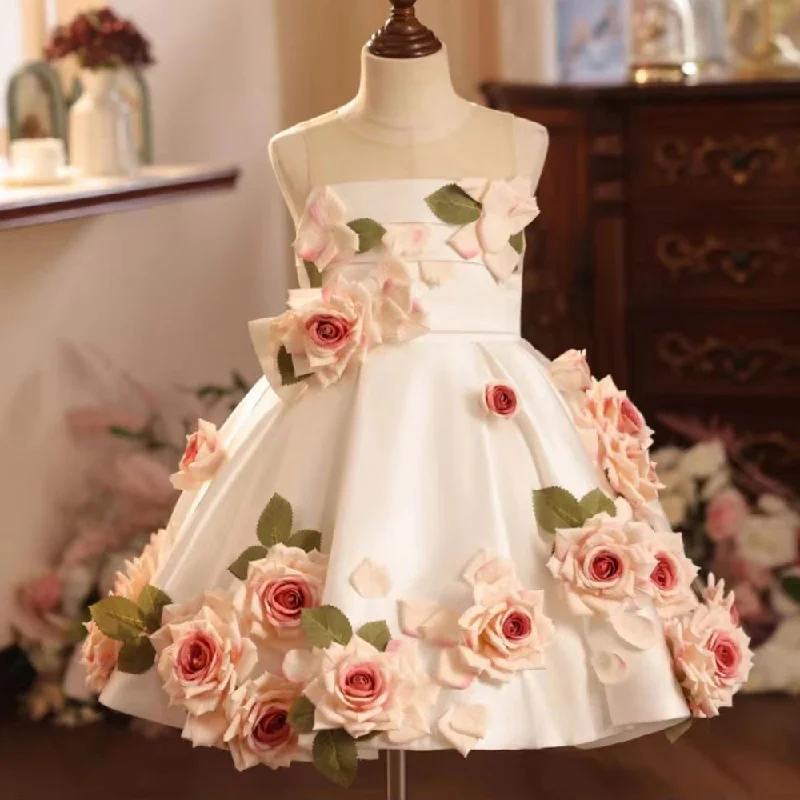 Big Savings On Rustic Countryside Styles Roycebridal Luxury Arabic White Floral Girl Dress Handmade Flowers Dubai Baby Kids Princess Birthday Wedding Party Gown 2025 J203