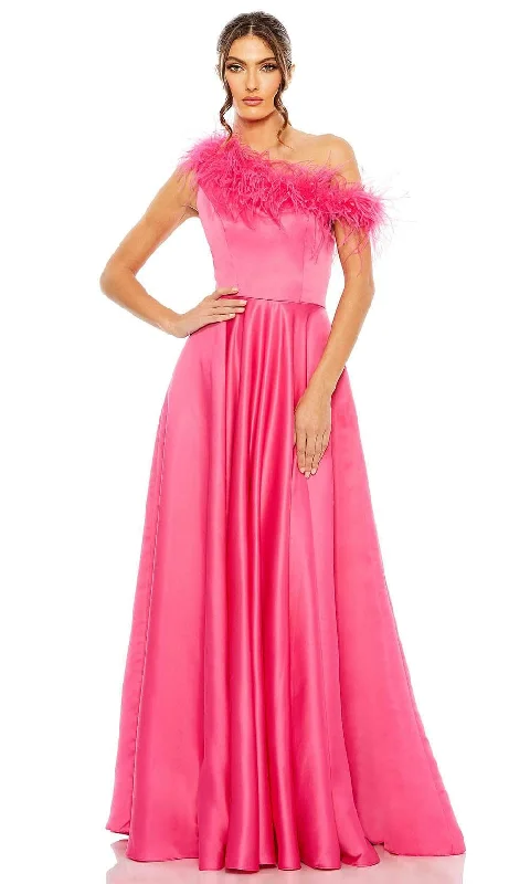 Y2K Nostalgic Fashion Look Mac Duggal 11684 - Asymmetric Feathered Gown