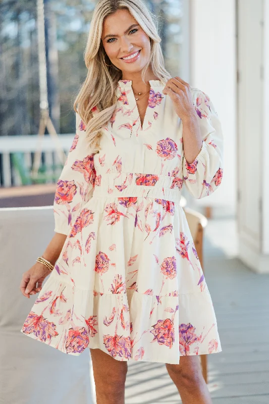 Exclusive Sale It's All Alright Cream Floral Dress