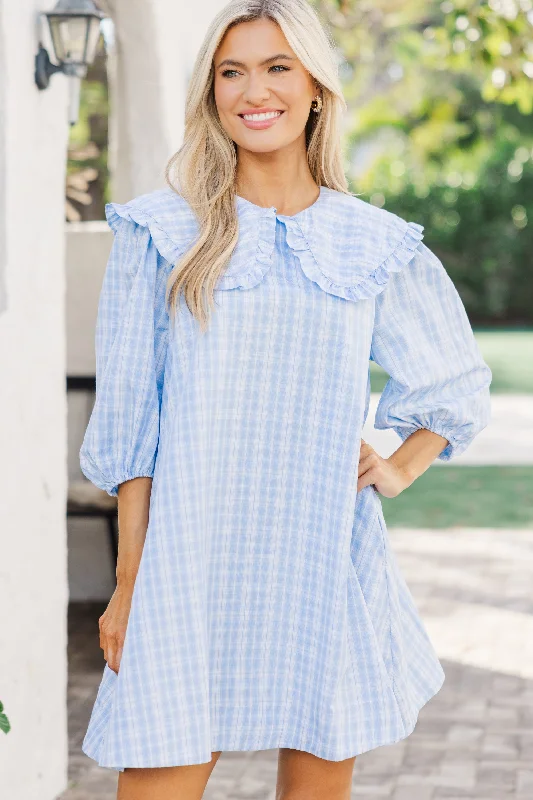 Pastel Styles The Caring Light Blue Gingham Dress