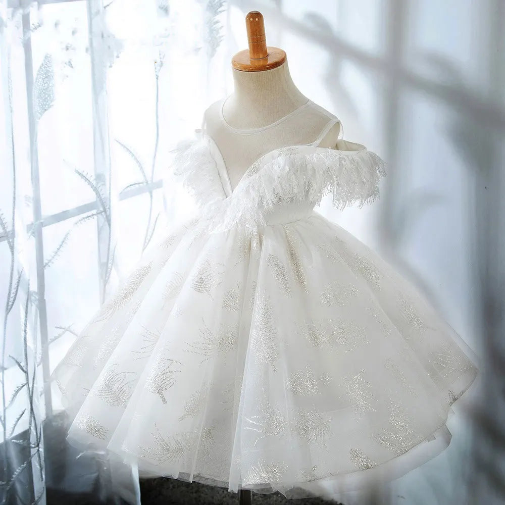 Summer Splash Sale Roycebridal Shiny White Flower Girl Dress Arabic Princess Baby Kids Wedding Birthday Party Holiday Ball Gown 2025 J382 فساتين اطفا