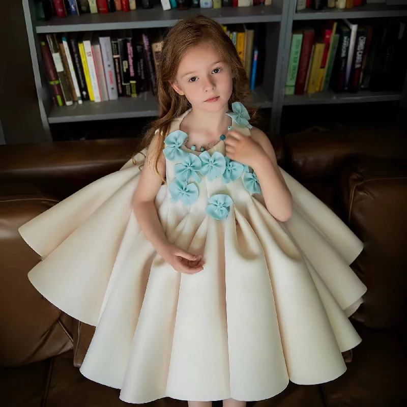 Early Access To Art Deco Styles Sale Roycebridal Luxury Arabic Beige Girl Dress Handmade Flowers Dubai Baby Kids Princess Birthday Wedding Party Ball Gown 2025 J370