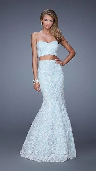 Nordic Minimalist Home Look La Femme 21096SC - Two Piece Lace Mermaid Prom Dress