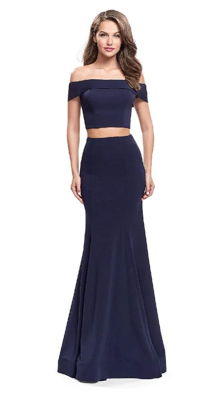 Limited - Time Bundle La Femme Two-Piece Fold-Over Off Shoulder Jersey Gown 25578SC