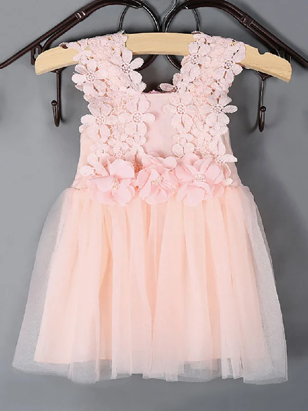 Cool Prices Kids Tutu Lace Applique Peach Beading Short Dinner Party Dresses