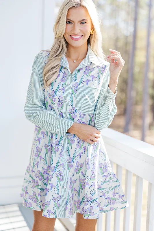 Fashion Sale All Your Own Green Mixed Floral Shirt Dress