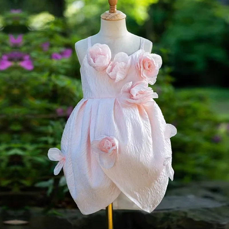 Father'S Day Deals Roycebridal Elegant Flower Girl Dress Handmade Flowers Kids Princess Birthday Wedding Party Children Holiday Pageant Gown J041