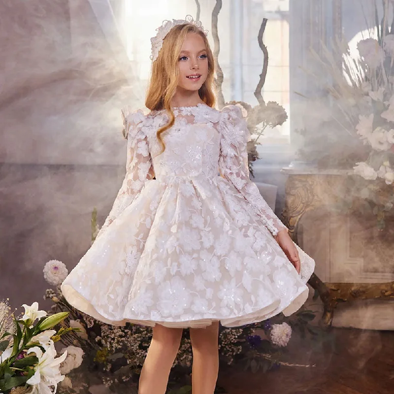 Fashion-Forward Roycebridal Elegant White Flower Girl Dress Appliques Princess Kids Wedding Birthday First Communion Party Prom Gown 2025 J308