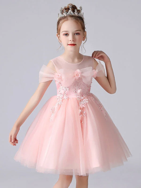 Fashionista Favorites Pink Jewel Neck Sleeveless Short Princess Lace flower girl dresses