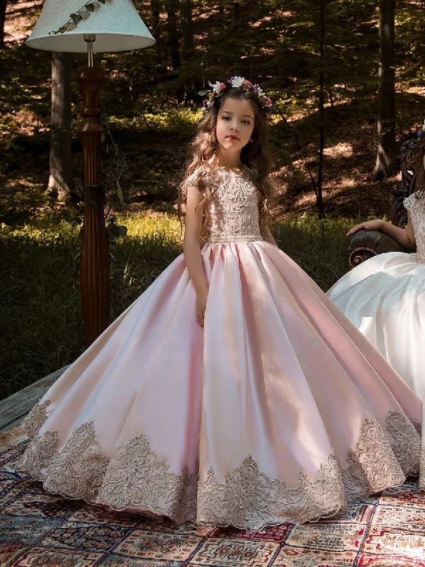 Season Sale Jewel Neck Sleeveless Buttons Pageant flower girl dresses