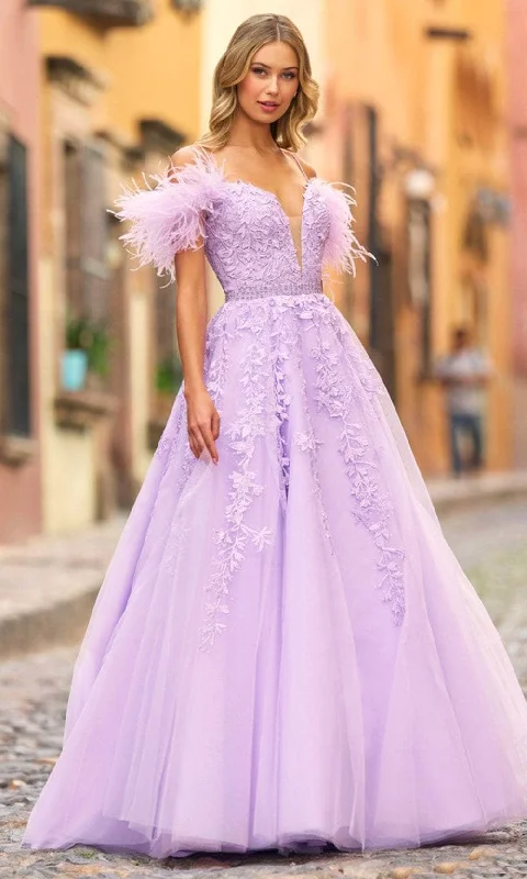 Cheap Women's Clothing Online Sherri Hill 55329 - Feather Embellished Gown