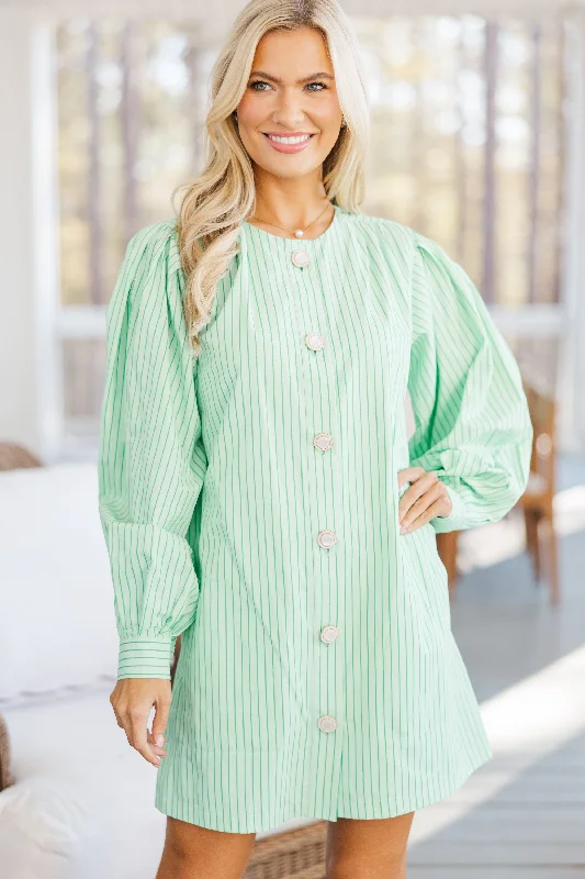 Seasonal Trends Start Your Day Mint Striped Dress