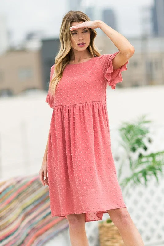 Parisian Effortless Chic Style Swiss Dot Chiffon Dress