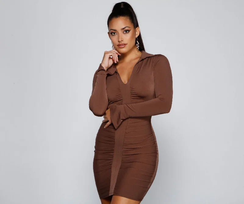 Day-To-Night Styles Keep It Trendy Charming Collared Mini Dress