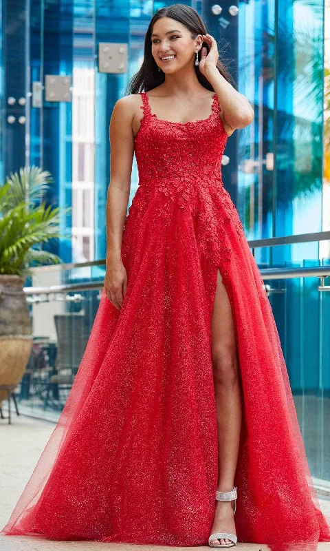 Trendy Athleisure Clothing For Women Amarra 88515 - Glittered A-line Gown