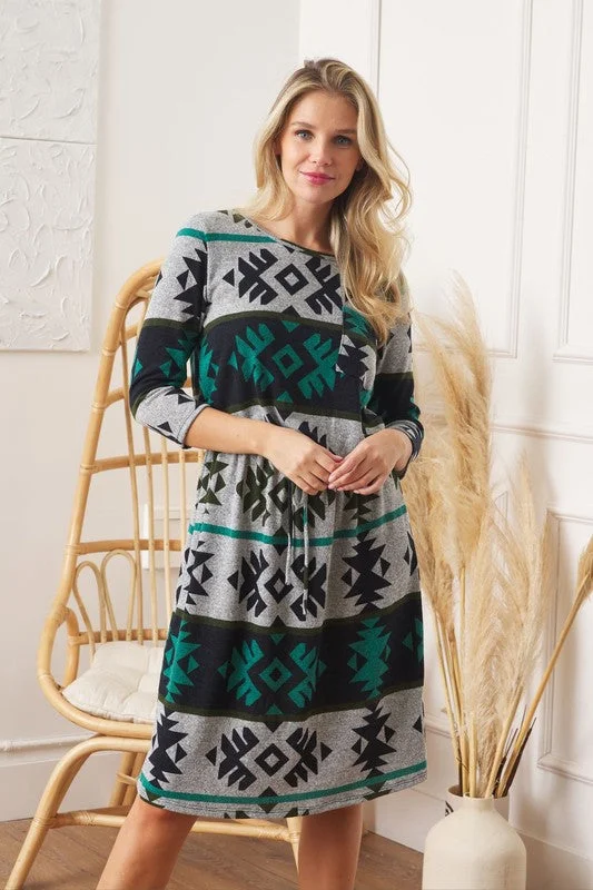 Grab Romantic Date - Night Styles Now Tribal Drawstring Blouson Midi Dress