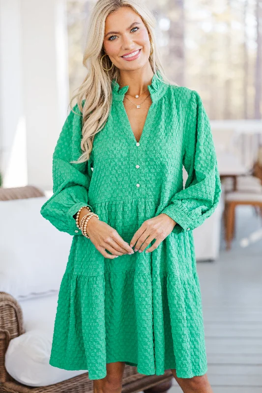 Fashion-Forward Outfits All Up To You Green Textured Dress