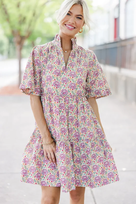 Trend Alert Feeling Your Best Magenta Purple Paisley Dress