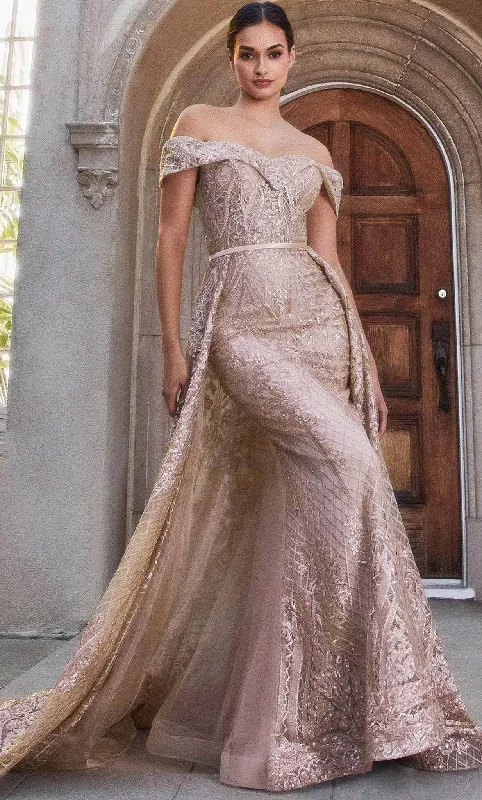 Women's Clothes For Work Andrea and Leo A1200 - Embellished Prom Gown with Overskirt