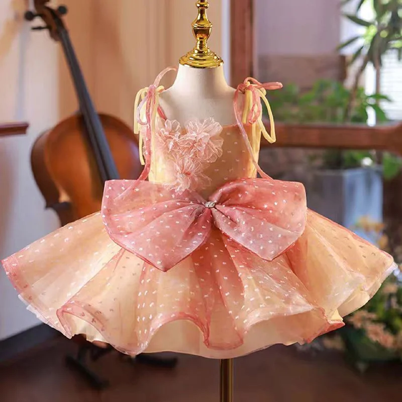 Wardrobe Essentials Roycebridal Lovely Coral Girl Dress Bow for Baby Kids Princess Birthday Wedding Party Children Communion Holiday Gown 2025 J110